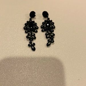 Costume pair of black ornate earrings